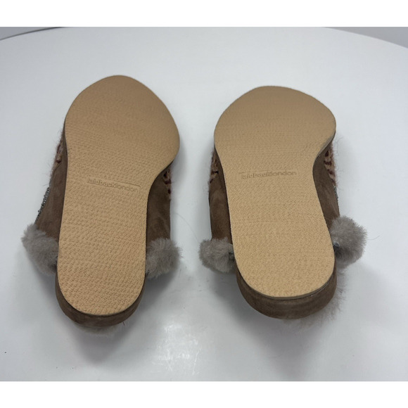 Laidback London Women's Handmade Boho Beaded Slide Slippers Sz38 (7.5) Fur Lined - Picture 9 of 11